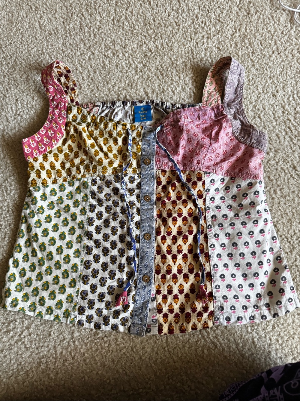 Boho Block print Cotton Cami Top – Size S/M